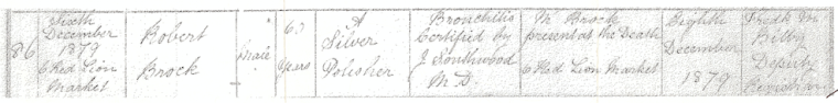 Robert Brock's death registration